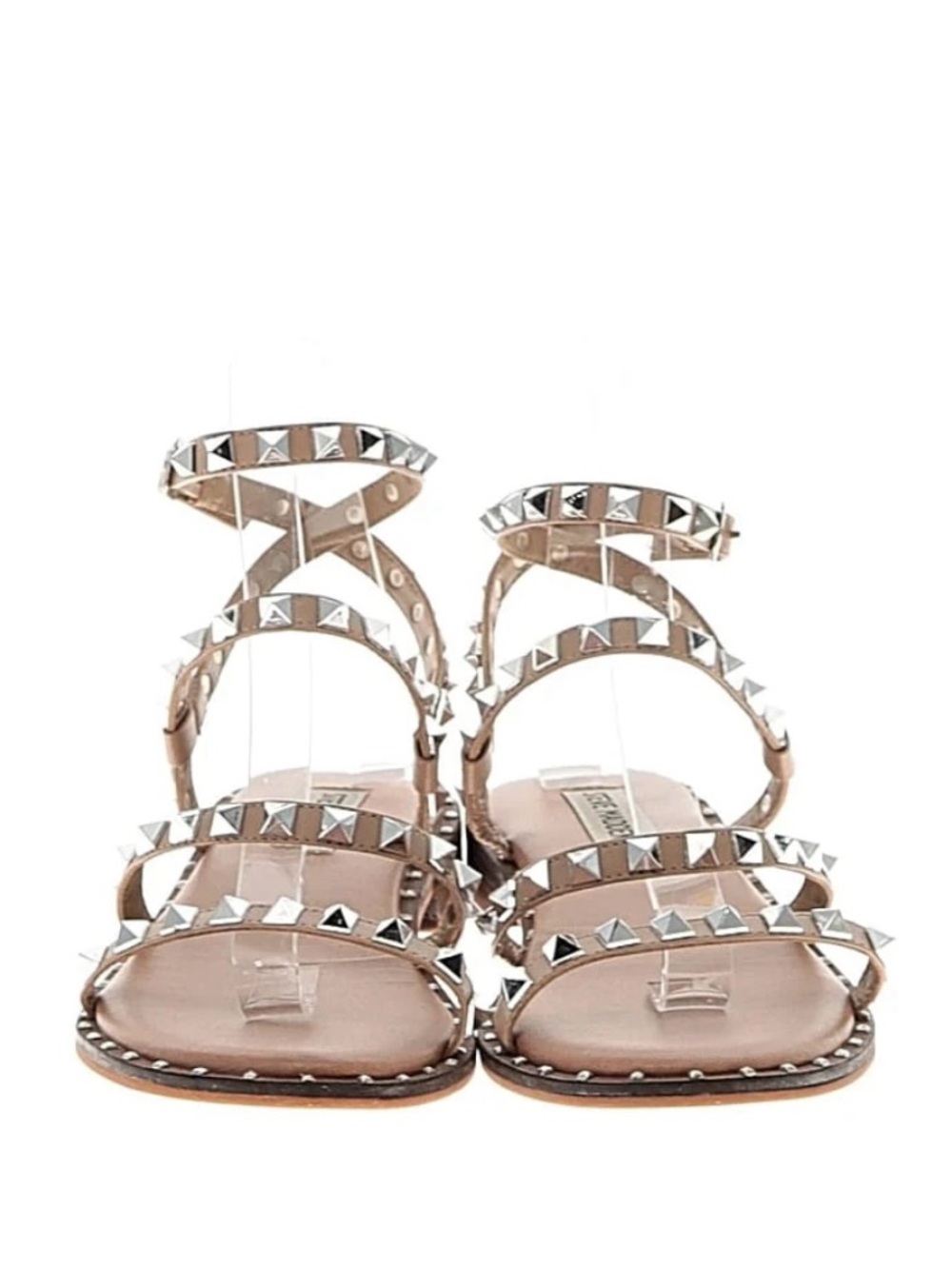 Steve Madden Nude Pyramid-Stud Strappy Flat Sandals